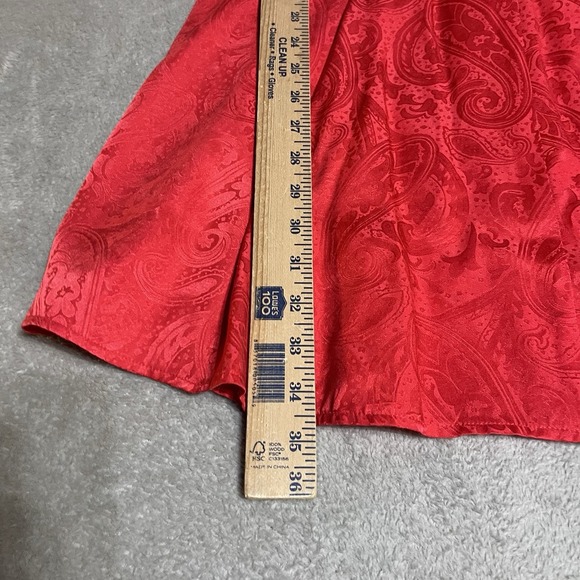 Vintage 80s Jonathan Martin Dress Womens 10‎ Red Fit Flare Paisley Silk - Picture 3 of 7